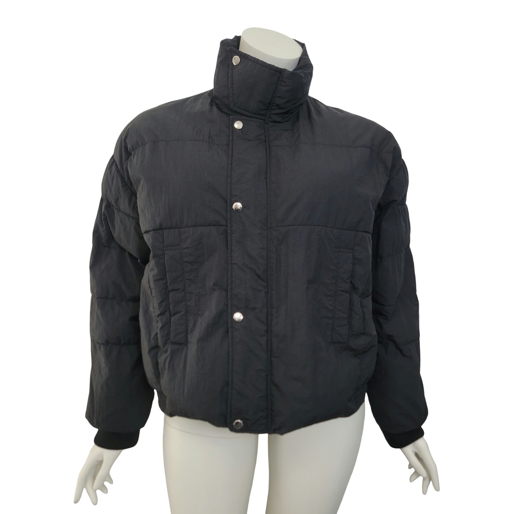 Free People Slouchy Cropped Puffer Jacket Black Large